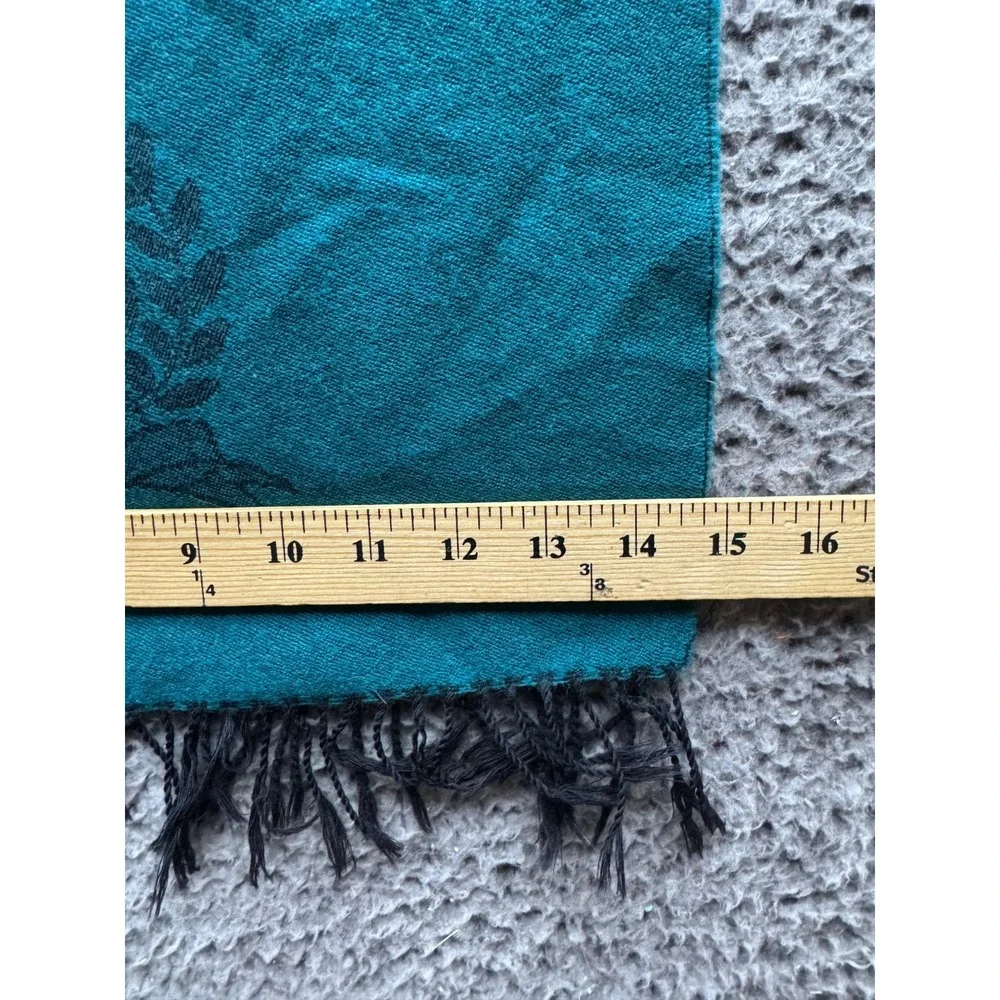 Vintage Christian Dior Printed‎ Logo Cashmerre Scarf Teal 63.5